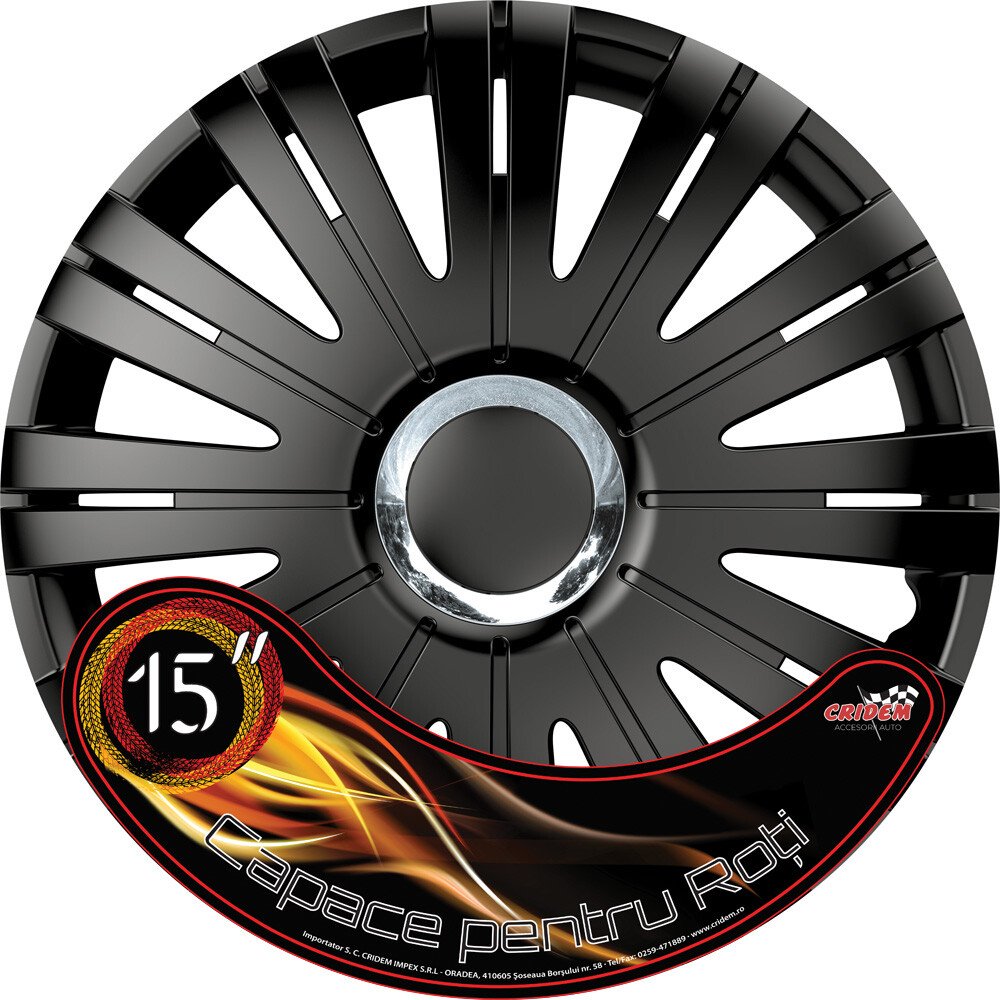 Wheel covers set Cridem Active RC 4pcs - Black/Chrome - 15'' thumb