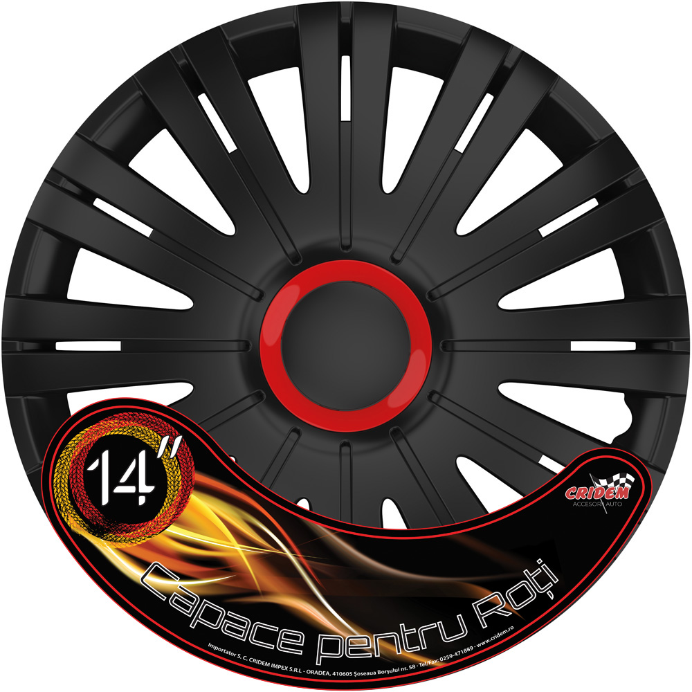 Wheel covers set Cridem Active RR 4pcs - Black/Red - 14'' thumb