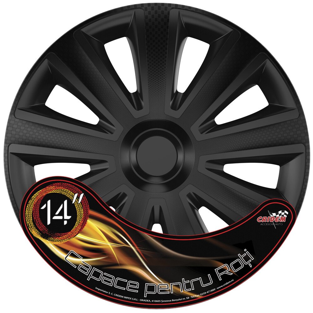 Wheel covers set Cridem Aviator Carbon 4pcs - Black - 14'' thumb