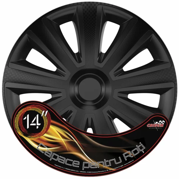 Wheel covers set Cridem Aviator Carbon 4pcs - Black - 14&#039;&#039;