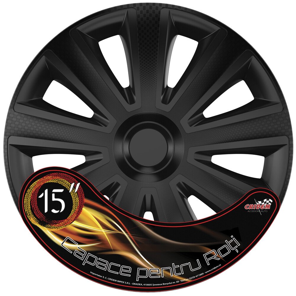 Wheel covers set Cridem Aviator Carbon 4pcs - Black - 15'' thumb