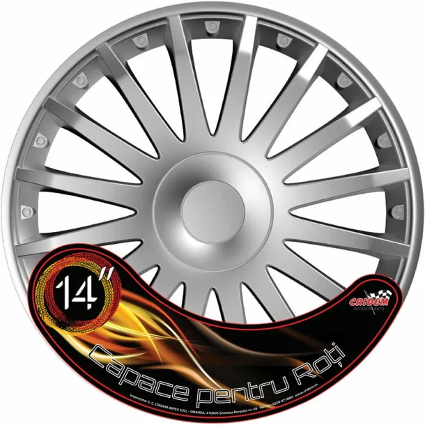 Set capace roti auto Cridem Crystal 4buc - Argintiu - 14&#039;&#039;-Resigilat,