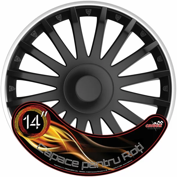 Wheel covers set Cridem Crystal SO 4pcs - Black/Silver - 14&#039;&#039;