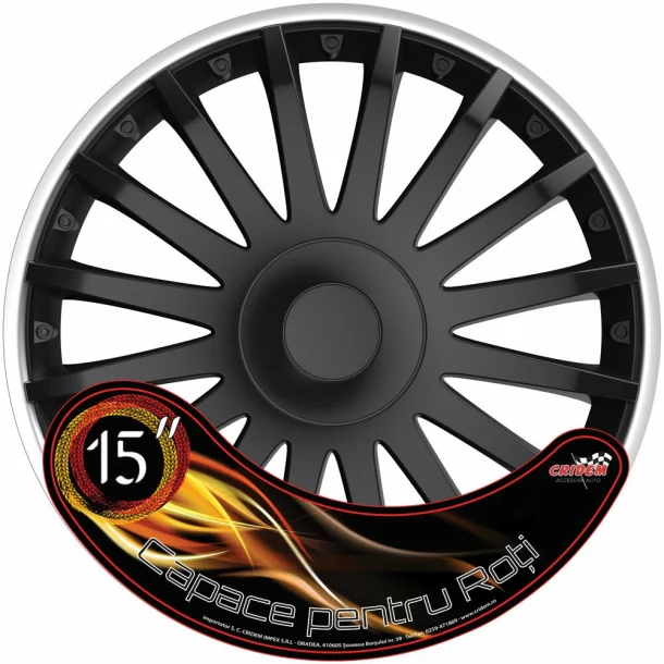 Wheel covers set Cridem Crystal SO 4pcs - Black/Silver - 15&#039;&#039;