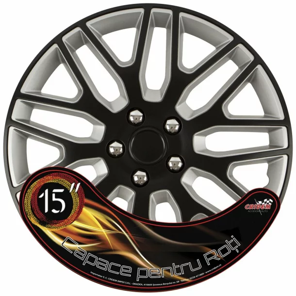 Wheel covers set Cridem Dakar NC 4pcs - Black/Silver - 15&#039;&#039;