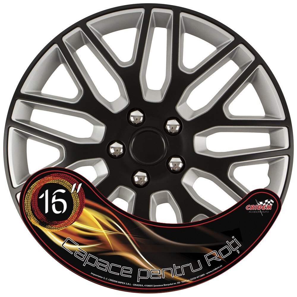 Wheel covers set Cridem Dakar NC 4pcs - Black/Silver - 16'' thumb