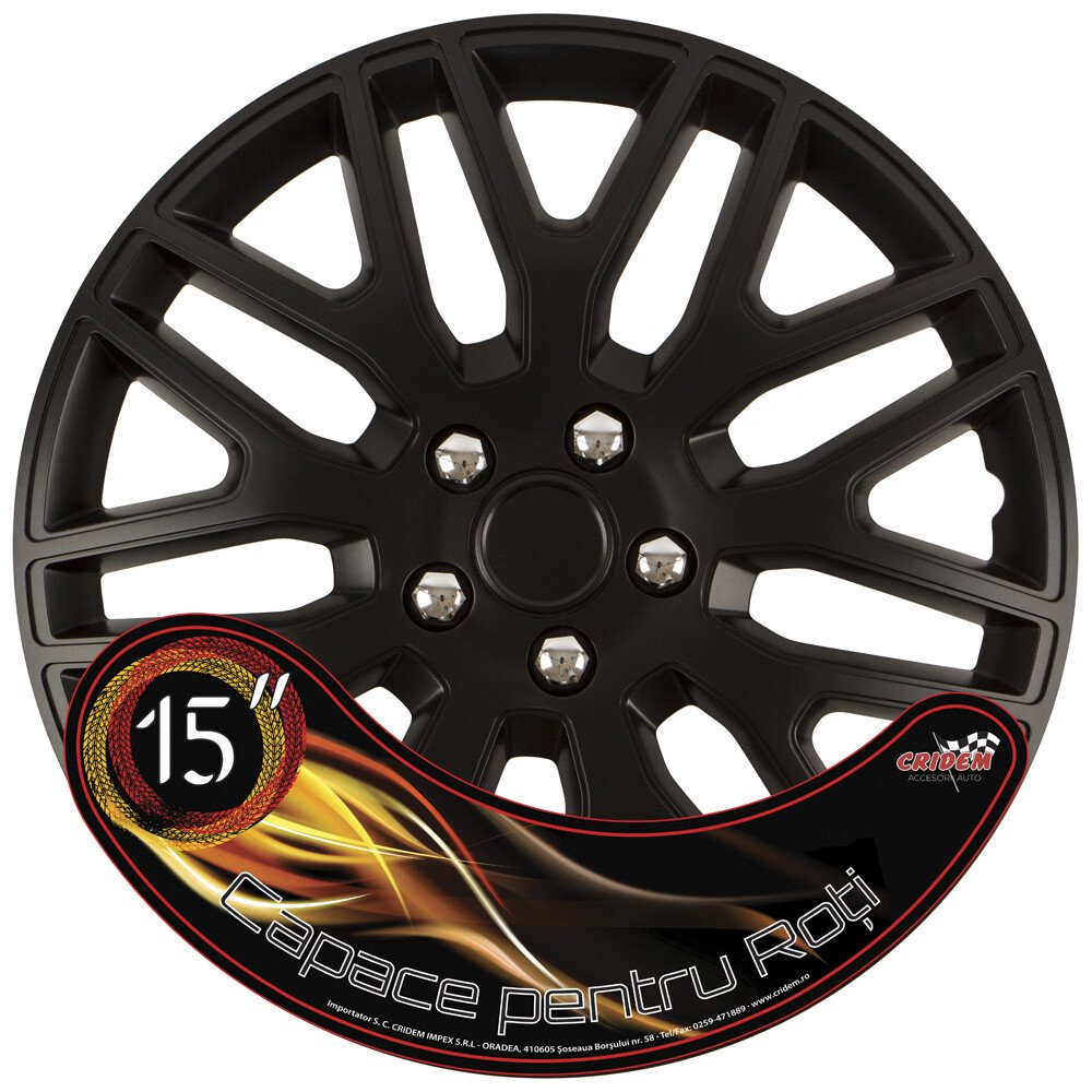 Wheel covers set Cridem Dakar NC 4pcs - Black/Chrome - 15'' thumb