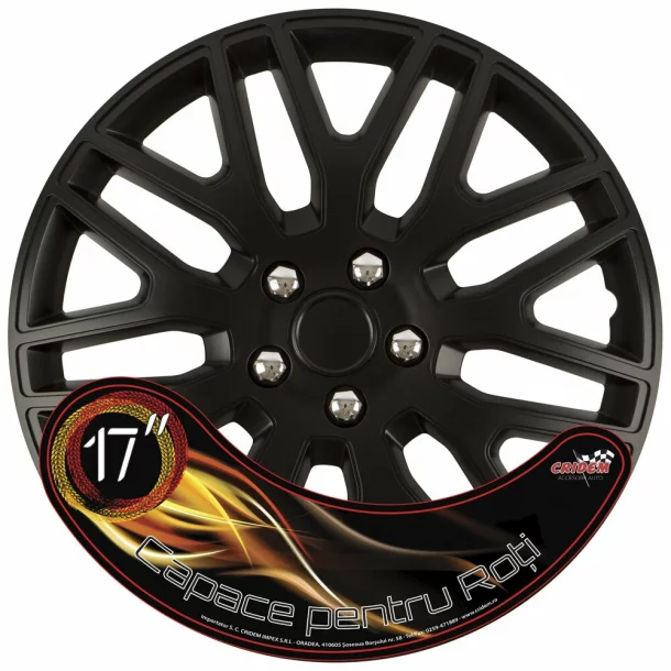 Set capace roti auto Cridem Dakar NC 4buc - Negru/Crom - 17&quot;