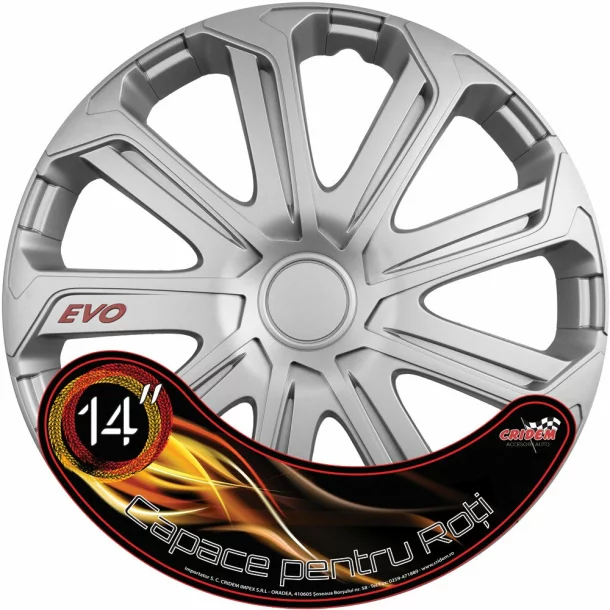 Set capace roti auto Cridem Evo 4buc - Argintiu - 14&#039;&#039;