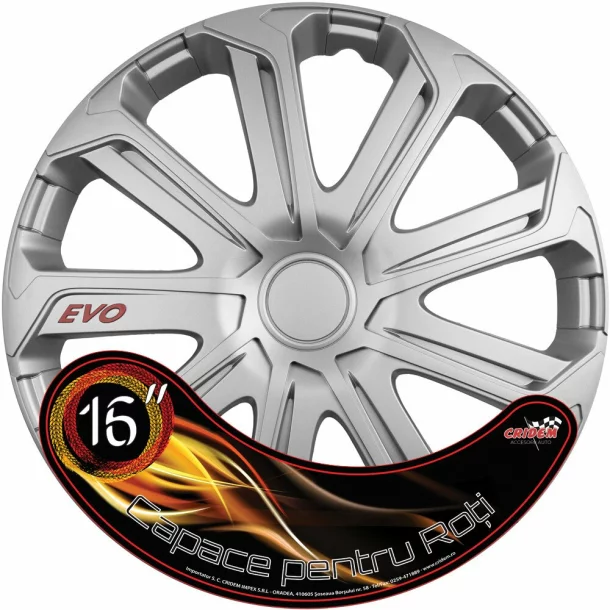 Set capace roti auto Cridem Evo 4buc - Argintiu - 16&#039;&#039;