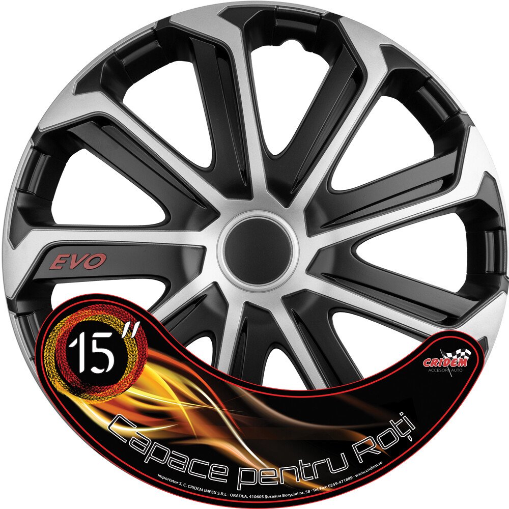 Wheel covers set Cridem Evo 4pcs - Black/Silver - 15'' thumb