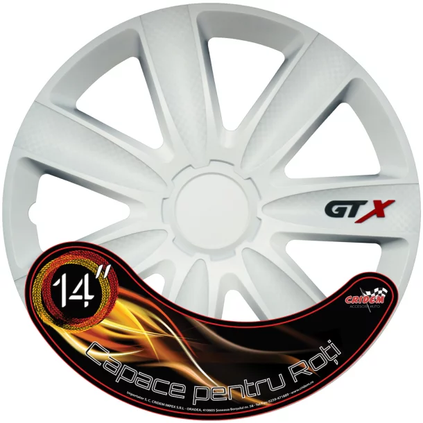 Set capace roti auto Cridem GTX Carbon 4buc - Alb - 14''