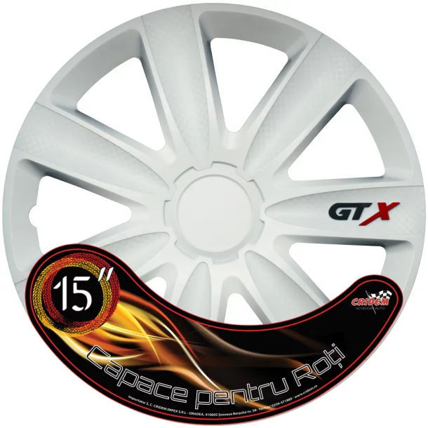 Wheel covers set Cricem GTX Carbon 4pcs - White - 15&#039;&#039;