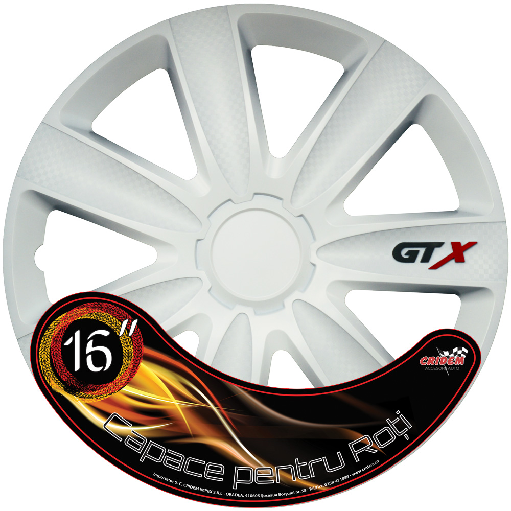 Wheel covers set Cricem GTX Carbon 4pcs - White - 16'' thumb