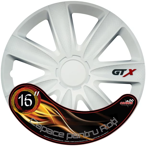 Wheel covers set Cricem GTX Carbon 4pcs - White - 16&#039;&#039;