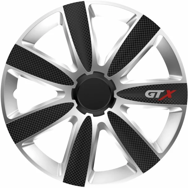 Wheel covers set Cridem GTX Carbon 4pcs - Silver/Black - 15&#039;&#039;