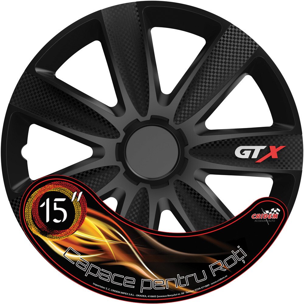 Wheel covers set Cridem GTX Carbon 4pcs - Black - 15'' - Resealed thumb