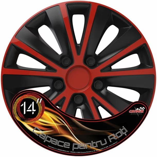 Wheel covers set Cridem Rapide 4pcs - Red/Black - 14&#039;&#039; - Resealed