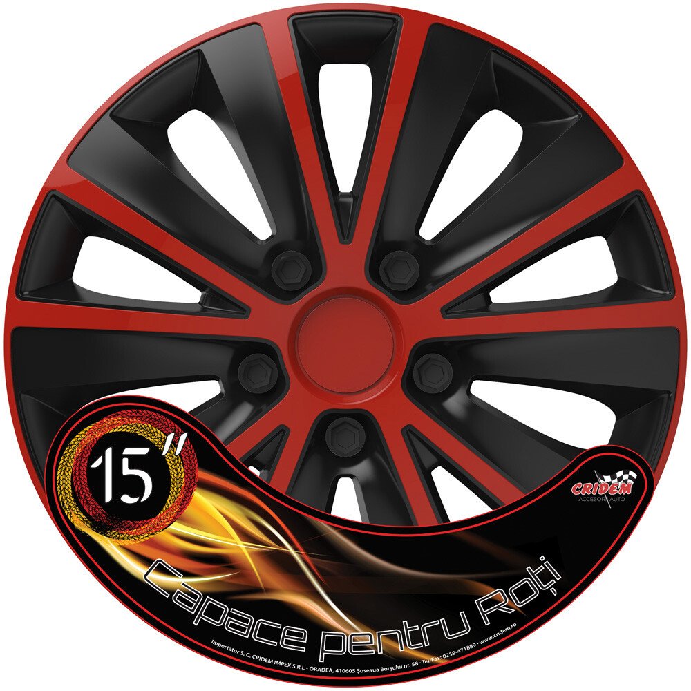 Wheel covers set Cridem Rapide 4pcs - Red/Black - 15'' thumb