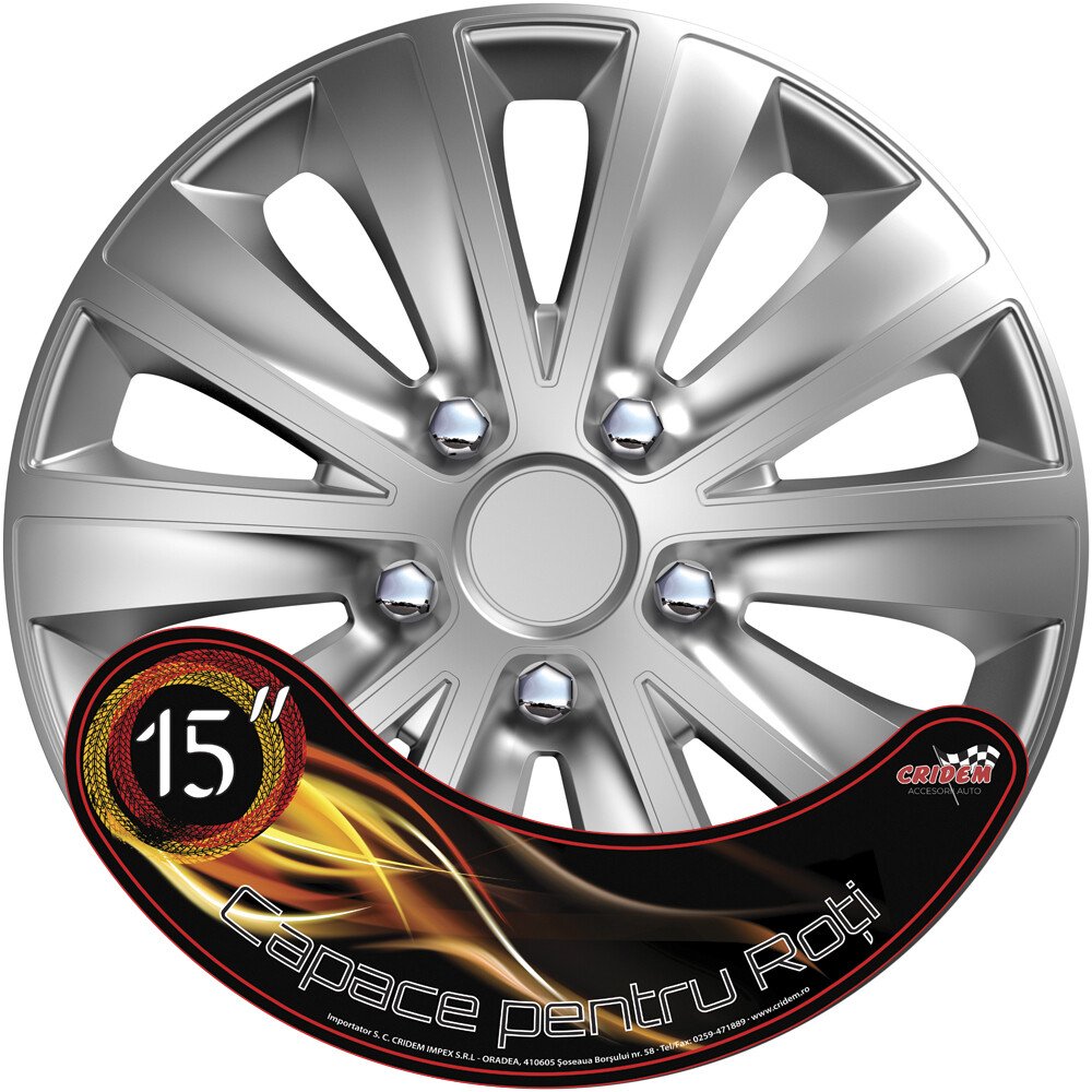 Wheel covers set Cridem Rapide NC 4pcs - Silver/Chrome - 15'' thumb