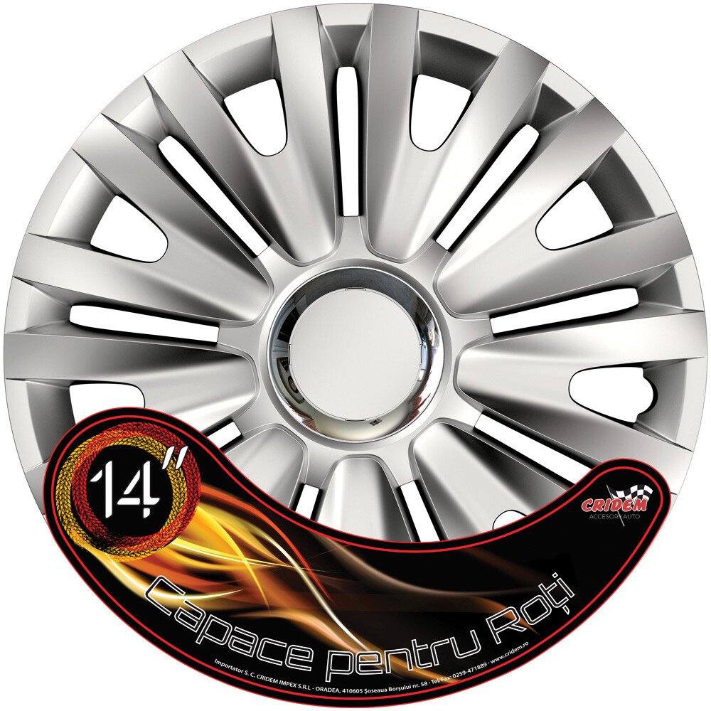 Wheel covers set Cridem Royal RC 4pcs - Silver/Chrome - 14'' thumb