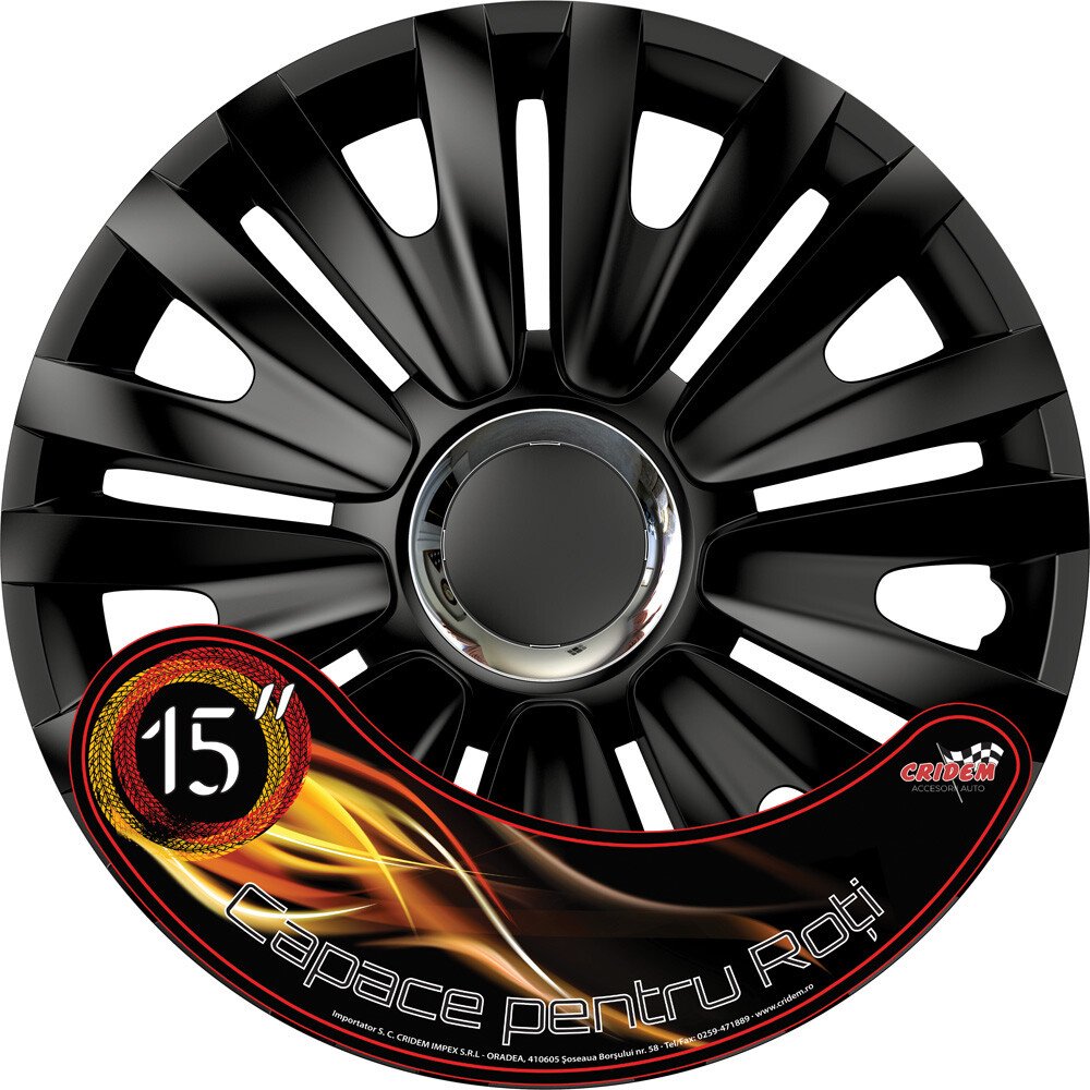 Wheel covers set Cridem Royal RC 4pcs - Black/Chrome - 15'' thumb