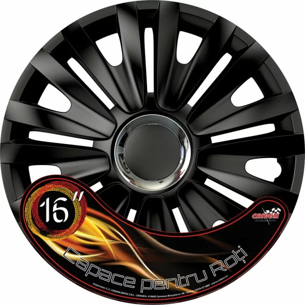 Wheel covers set Cridem Royal RC 4pcs - Black/Chrome - 16&#039;&#039;