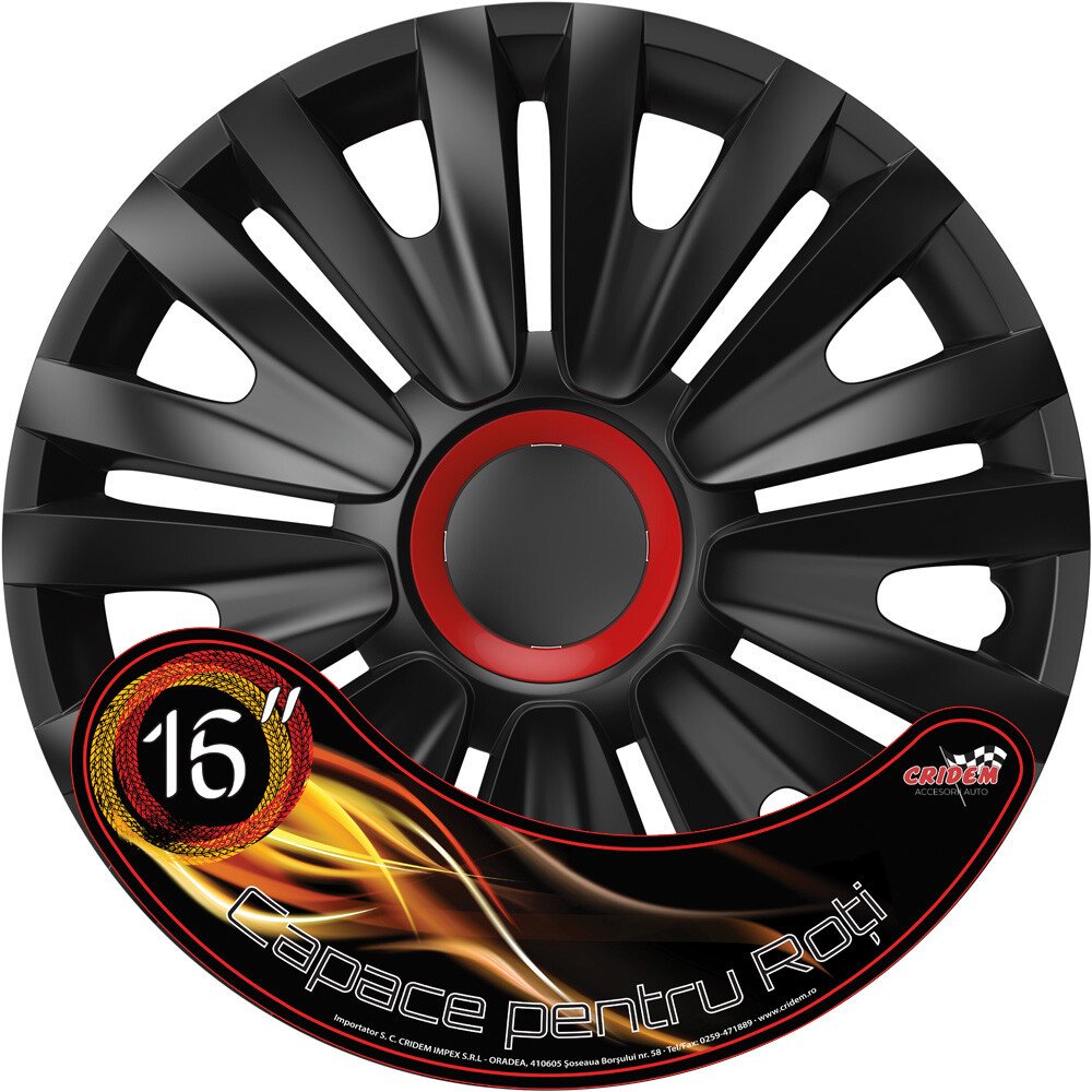 Wheel covers set Cridem Royal RR 4pcs - Black/Red - 16'' thumb