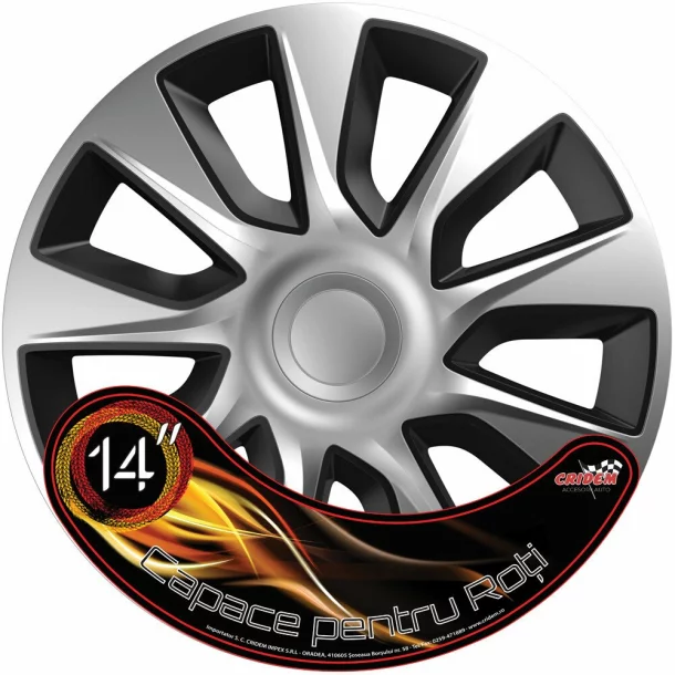 Wheel covers set Cridem Stratos 4pcs - Silver/Black - 14&#039;&#039;