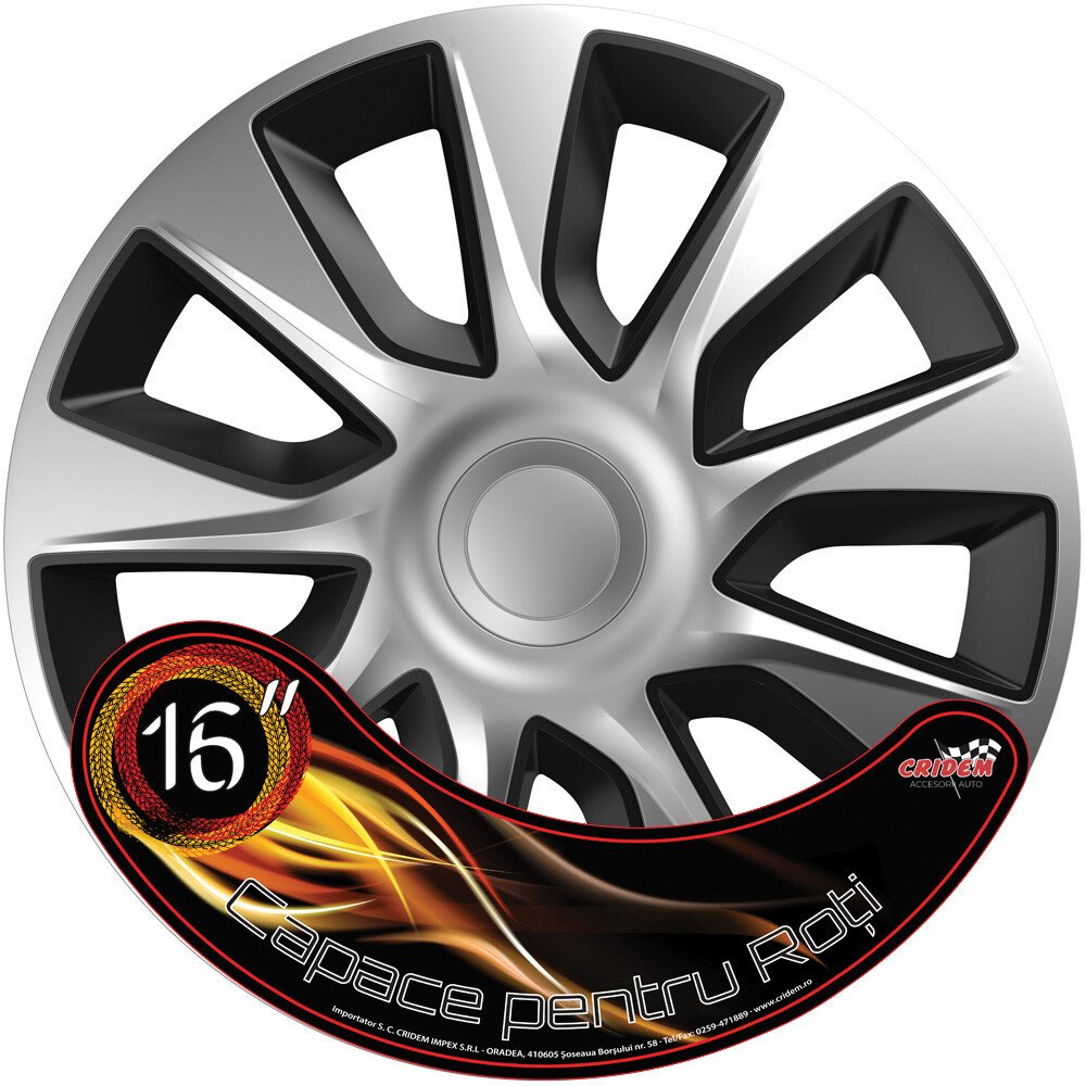 Wheel covers set Cridem Stratos 4pcs - Silver/Black - 16'' thumb