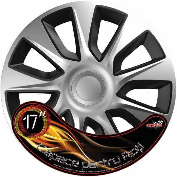 Wheel covers set Cridem Stratos 4pcs - Silver/Black - 17&#039;&#039;