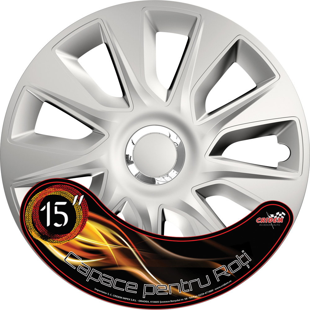Wheel covers set Cridem Stratos RC 4pcs - Silver/Chrome - 15'' thumb