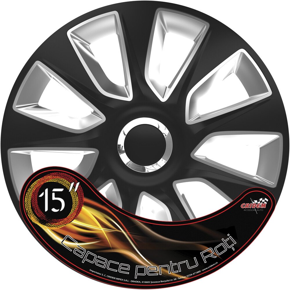 Wheel covers set Cridem Stratos RC 4pcs - Black/Silver - 15'' thumb