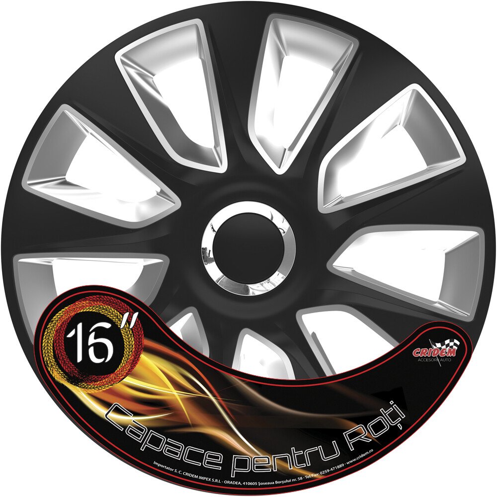 Wheel covers set Cridem Stratos RC 4pcs - Black/Silver - 16'' thumb