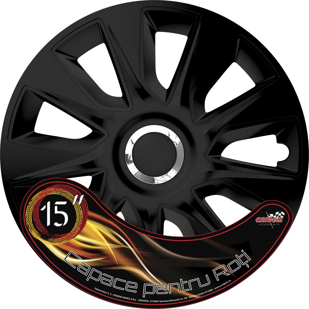Wheel covers set Cridem Stratos RC 4pcs - Black/Chrome - 15'' thumb