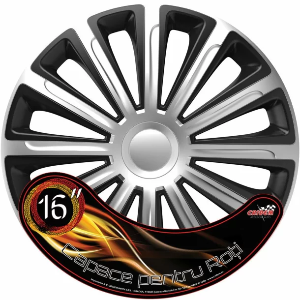 Set capace roti auto Cridem Trend 4buc - Argintiu/Negru - 16&#039;&#039; - Resigilat