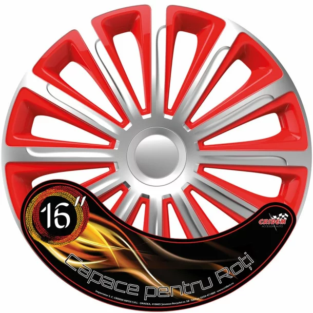 Wheel covers set Cridem Trend 4pcs - Silver/Red - 16&#039;&#039;