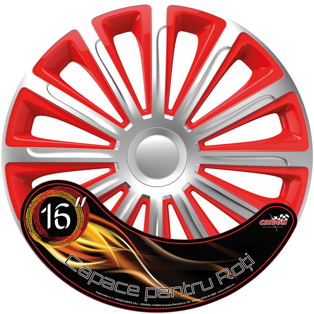 Wheel covers set Cridem Trend 4pcs - Silver/Red - 16''-Resealed, thumb