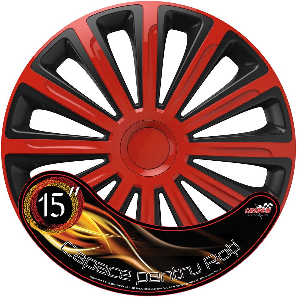 Wheel covers set Cridem Trend 4pcs - Red/Black - 15'' thumb