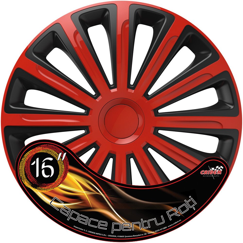 Wheel covers set Cridem Trend 4pcs - Red/Black - 16'' thumb