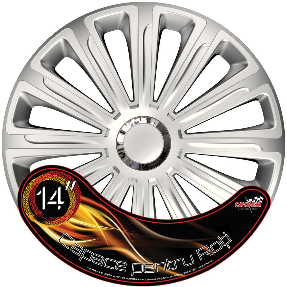 Set capace roti auto Cridem Trend RC 4buc - Argintiu/Crom - 14'' - Resigilat thumb