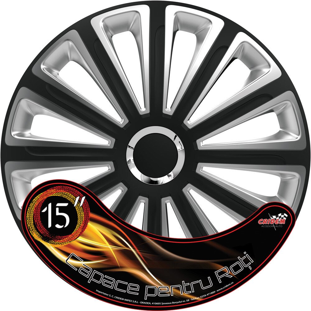 Wheel covers set Cridem Trend RC 4pcs - Black/Silver - 15'' thumb