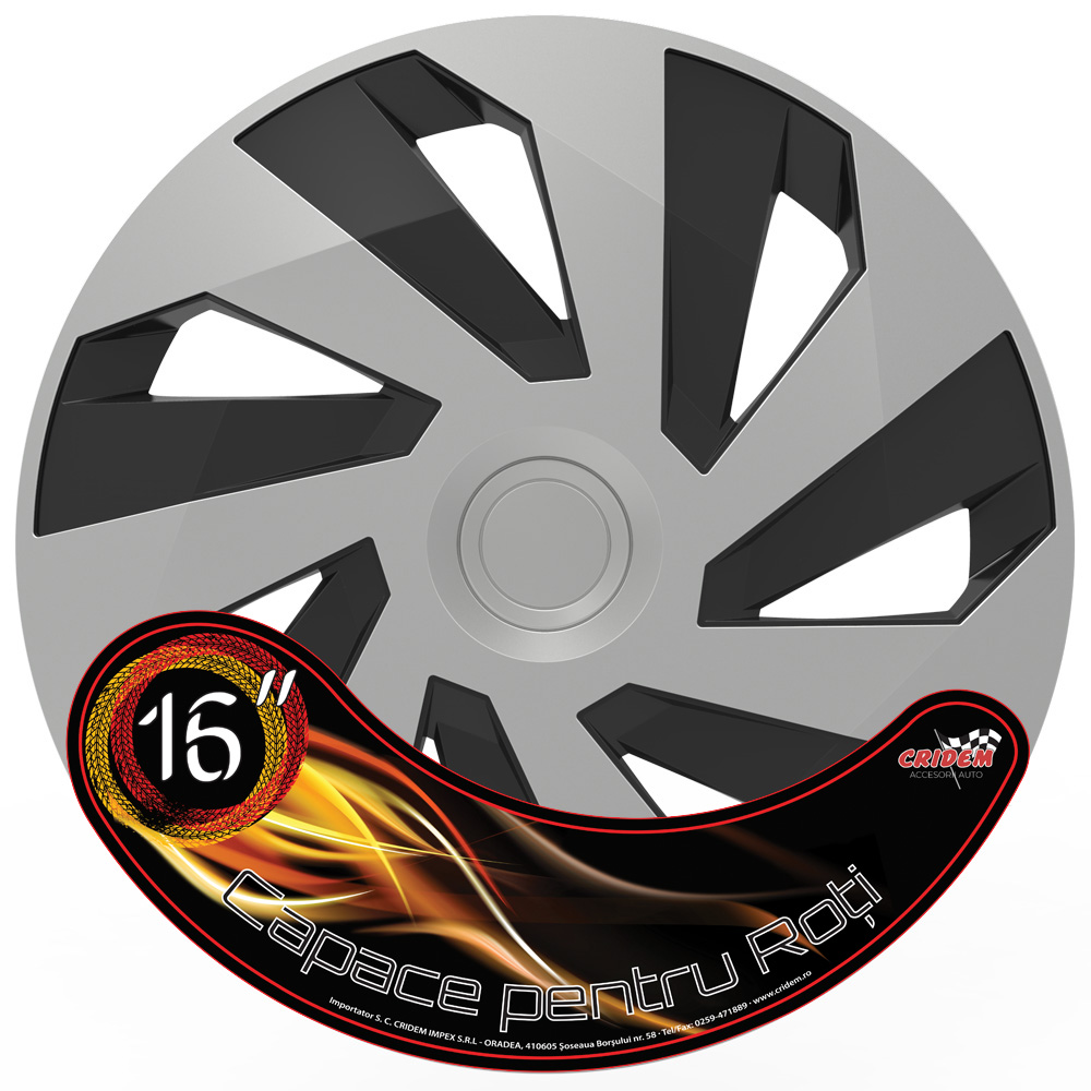 Wheel covers set Cridem Vector 4pcs - Silver/Black - 16'' thumb