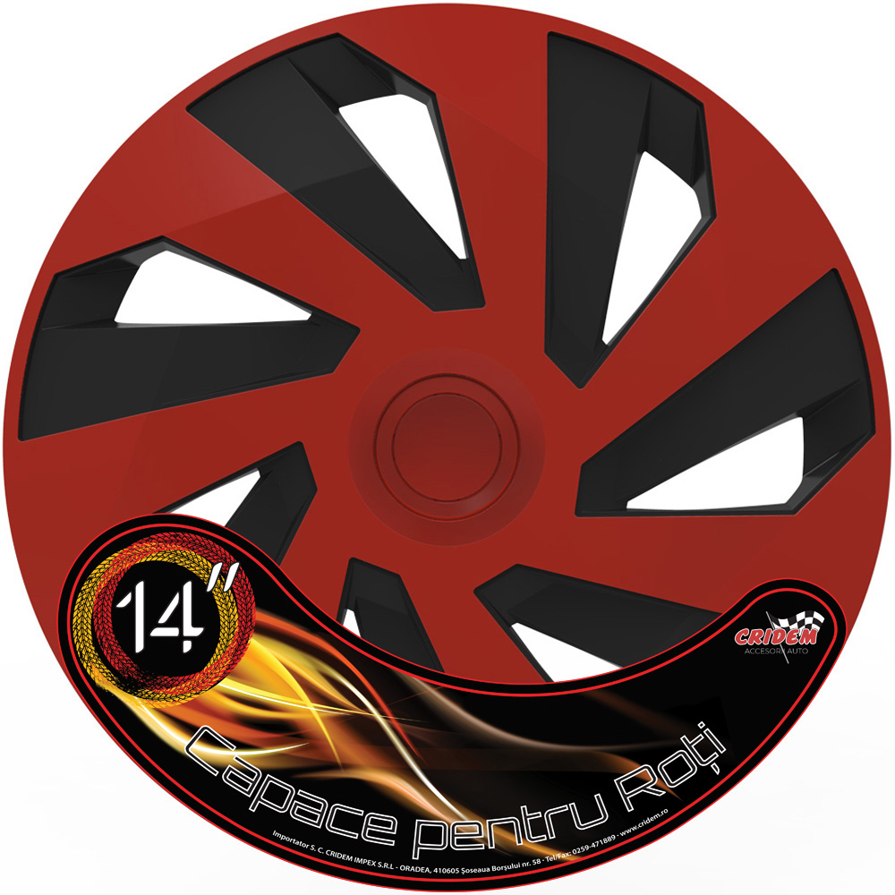 Wheel covers set Cridem Vector 4pcs - Red/Black - 14'' thumb