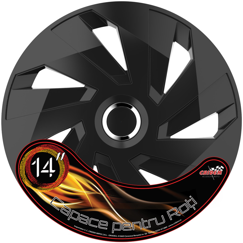 Wheel covers set Cridem Vector RC 4pcs - Black/Chrome - 14'' thumb