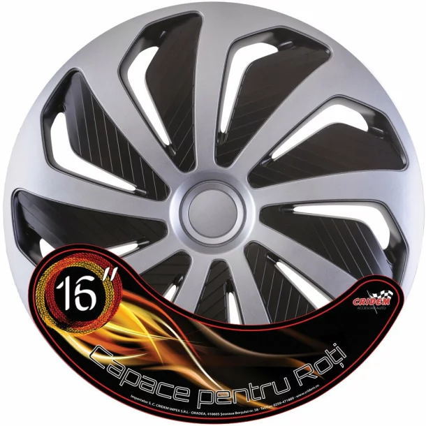 Set capace roti auto Cridem Wind 4buc - Argintiu/Negru - 16'' - Resigilat