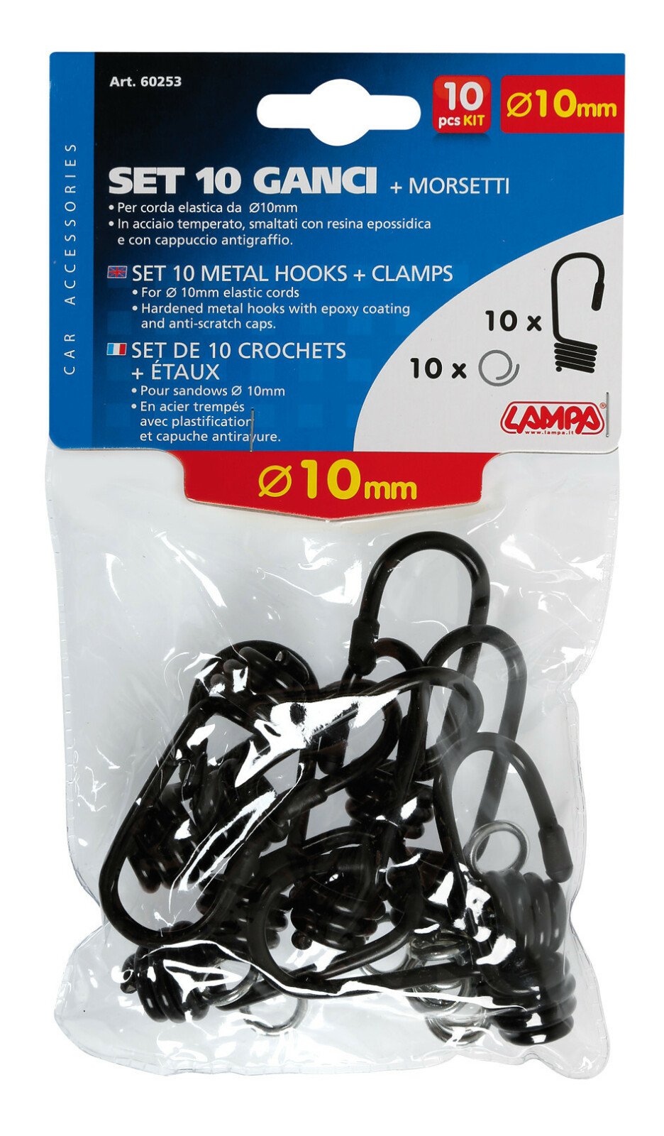 Set 10 metal hooks + clamps - Ø10mm thumb