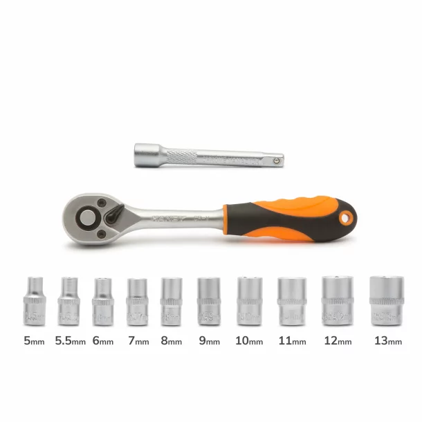 Ratchet wrench set - 1/4&quot; - 12 pcs