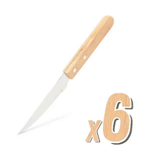 Grill knife - 6 pcs - with wooden handle