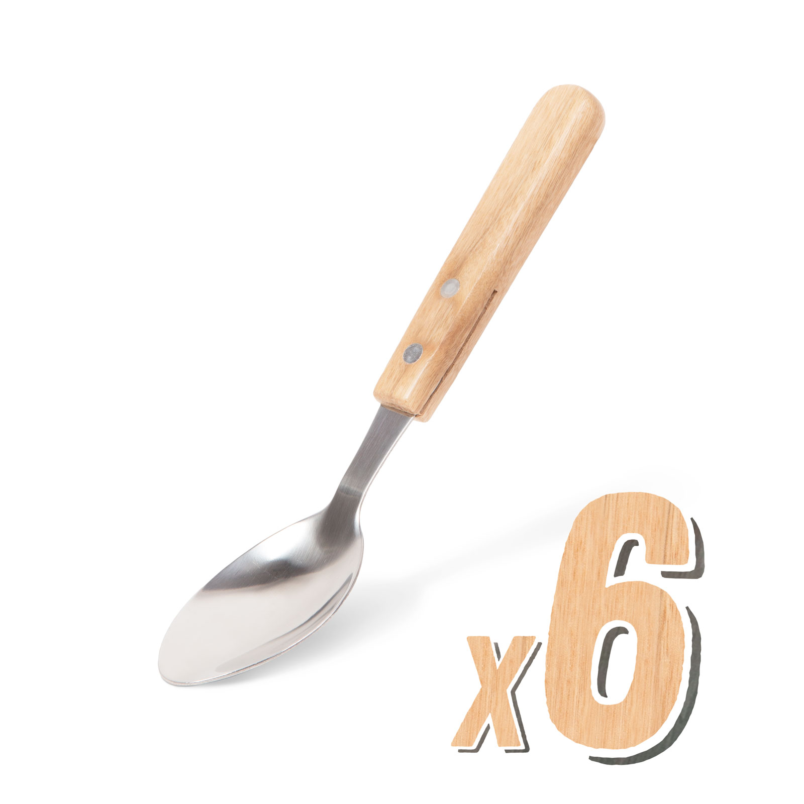 Set de linguri cu mâner de lemn - 6 piese thumb